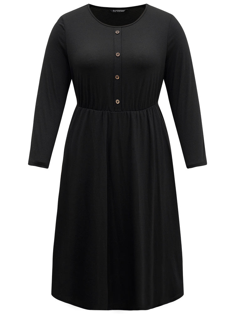 Supersoft Essentials Solid Button Detail Dress