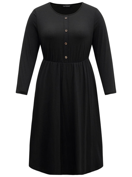 Supersoft Essentials Solid Button Detail Dress