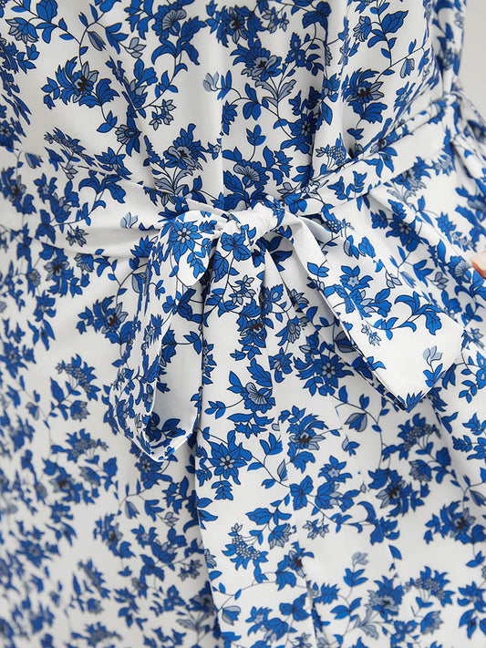 Bandana Print Halter Ruffle Hem Pocket Belt Paisley Dress