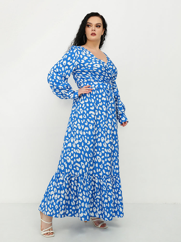 White Leopard Slit Wrap Dress