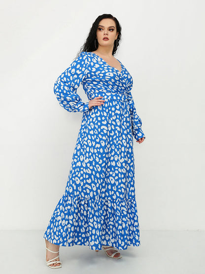 White Leopard Slit Wrap Dress