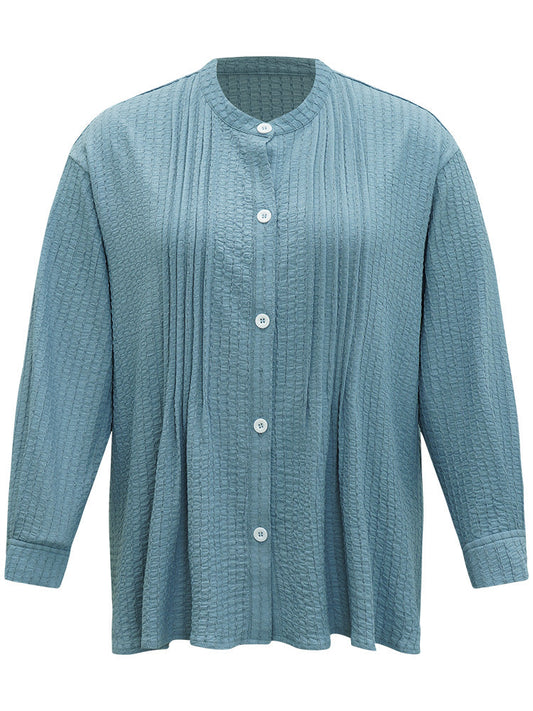 Plisse Button Up Curved Hem Kimono