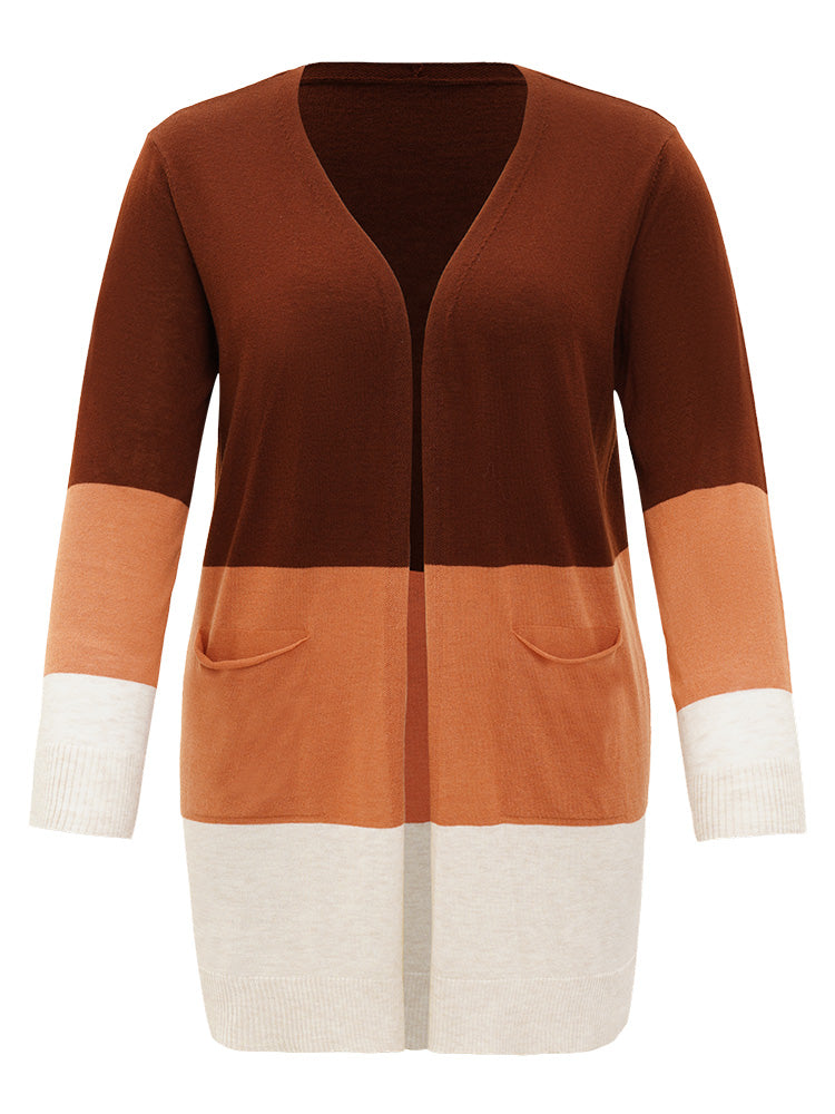Supersoft Essentials Colorblock Contrast Pocket Open Front Cardigan