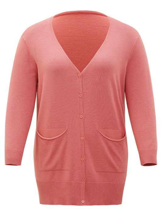 Supersoft Essentials Solid Button Down Patched Pocket Cardigan