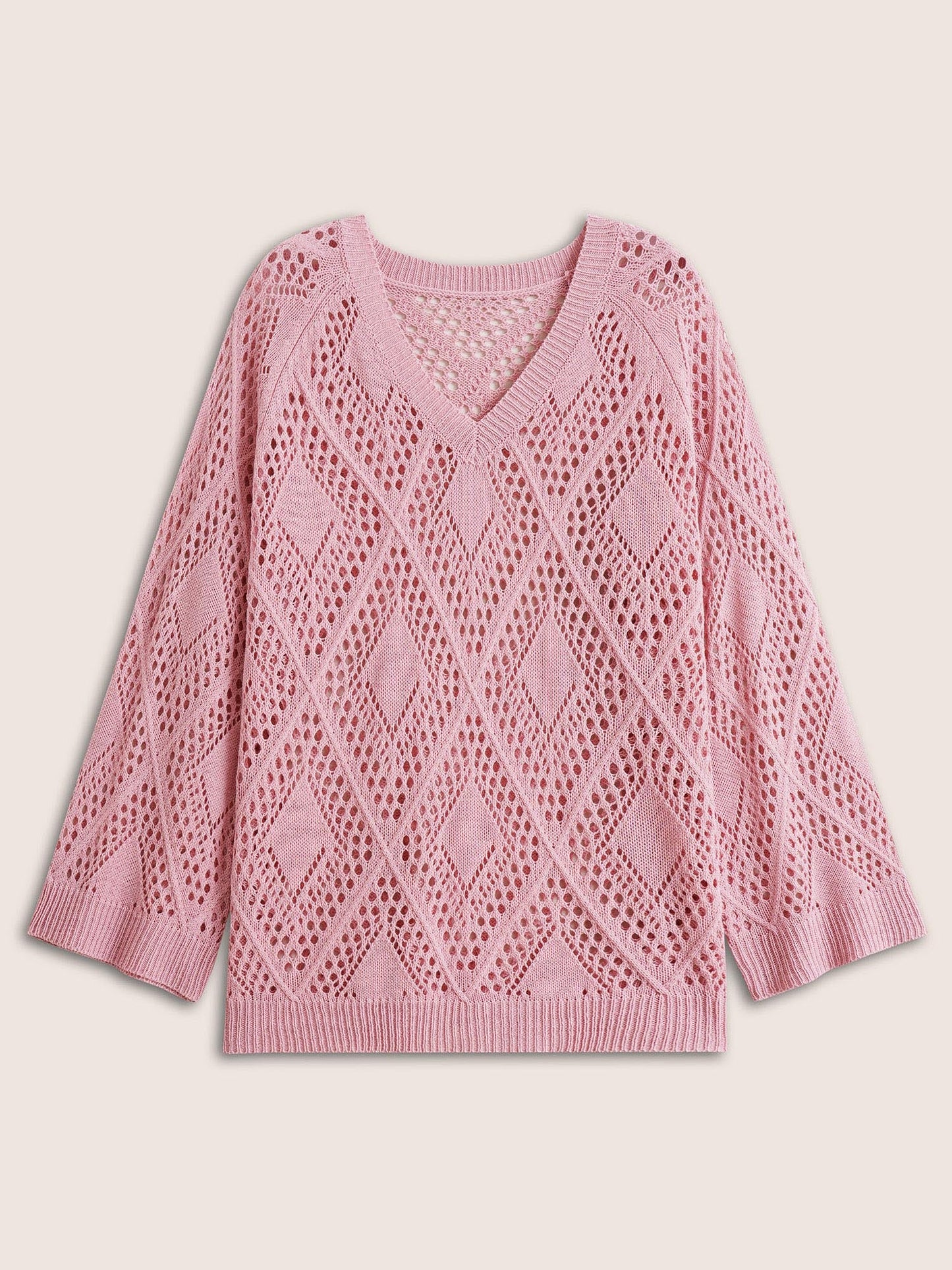 Geometric Hollow Out Bell Sleeve Pullover