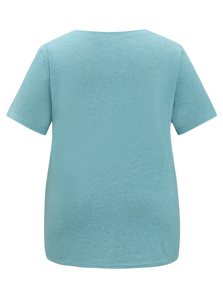 Rainbow & Letter Print Short Sleeve T-shirt