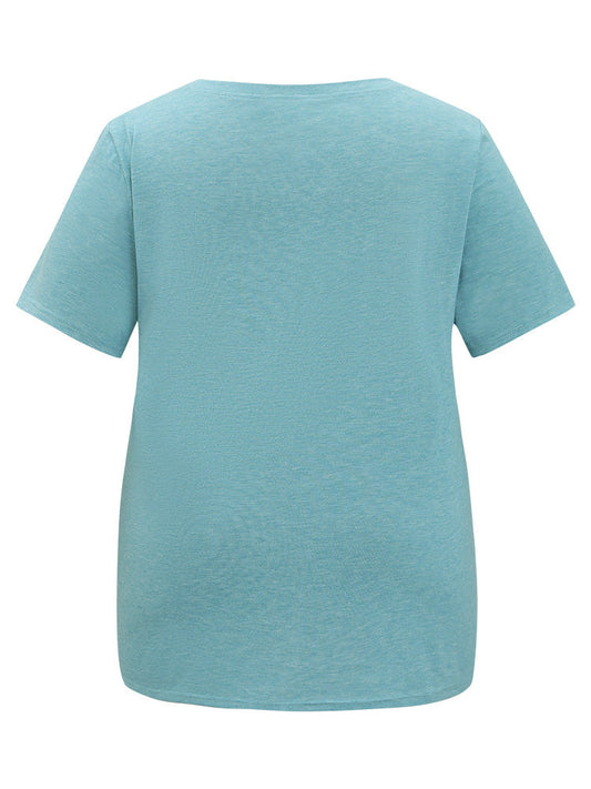 Rainbow & Letter Print Short Sleeve T-shirt