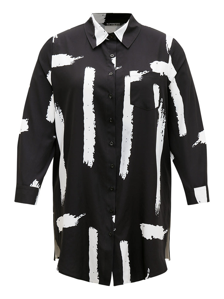 Halloween Brush Print Button Through Split Hem Kimono