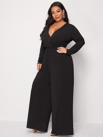 Plunging Neck Surplice Front Culotte Jumpsuit