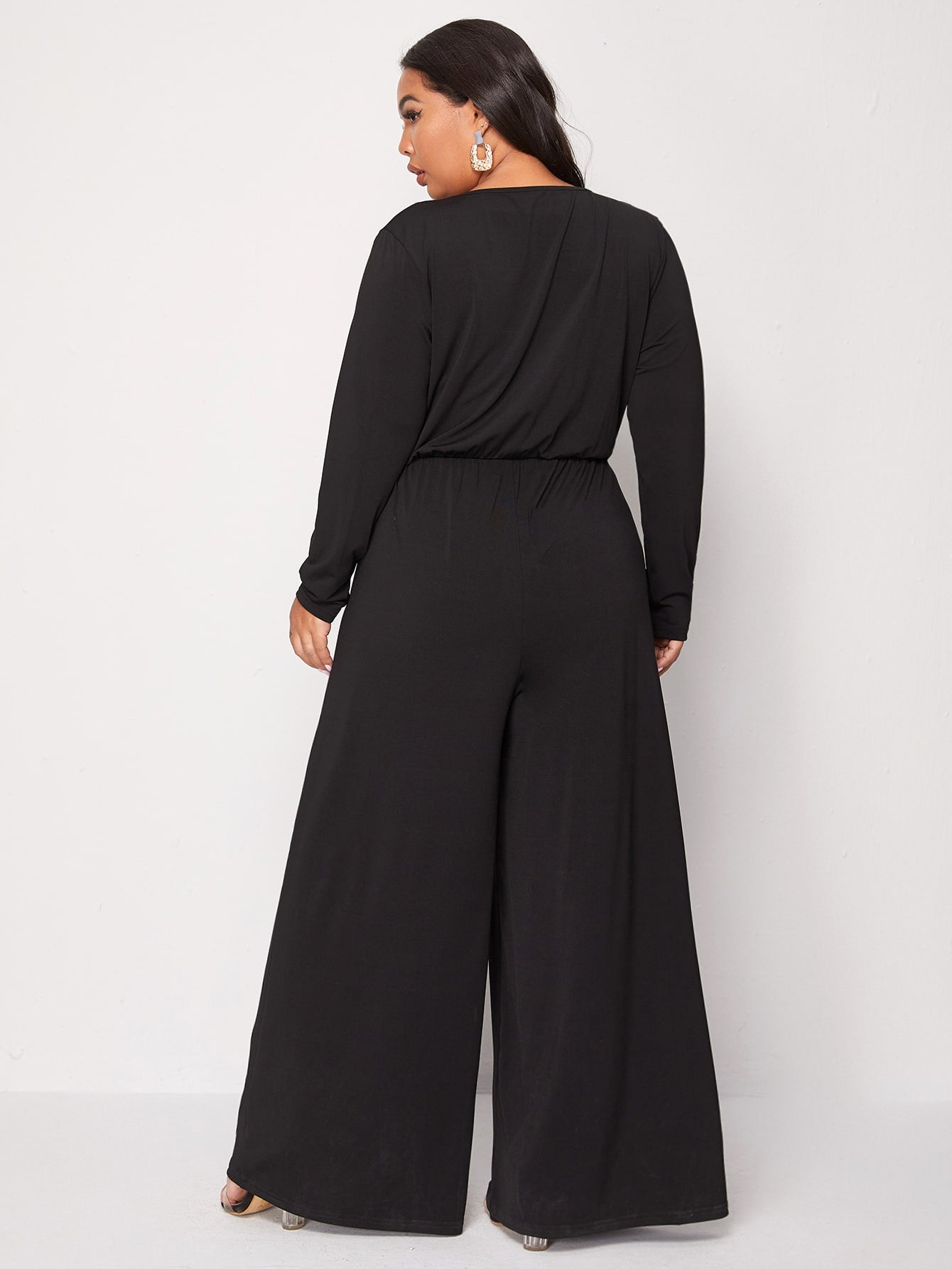 Plunging Neck Surplice Front Culotte Jumpsuit