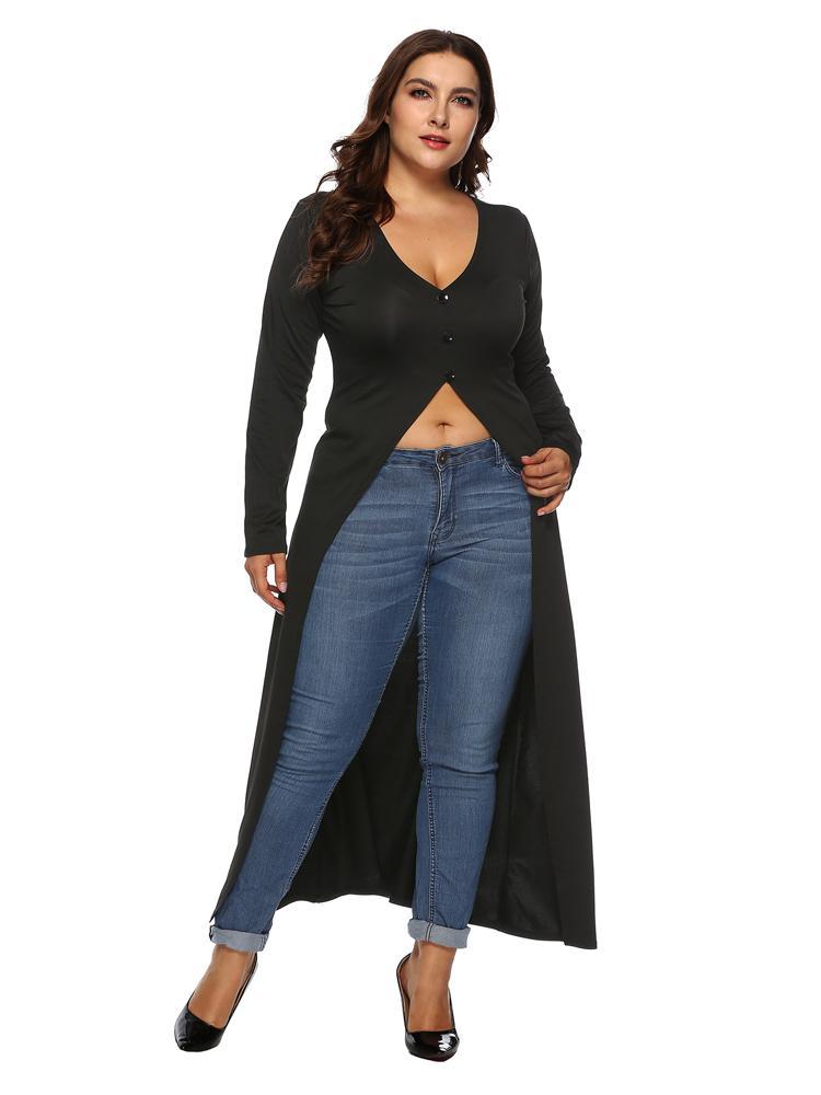 Split V-neck Button Up Maxi Dress