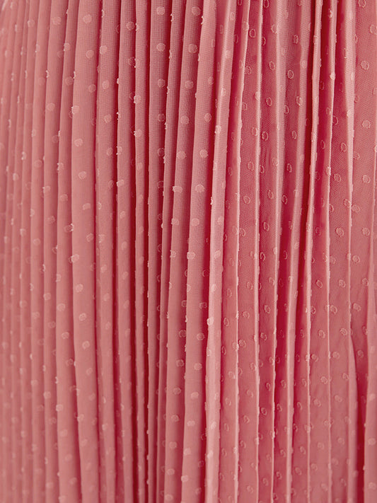 Polka Dot Button Through Pocket Twist Front  Pleated Dress