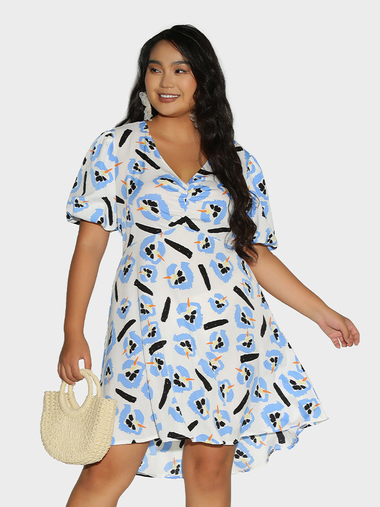 Colorblock Irregular Hem Dress