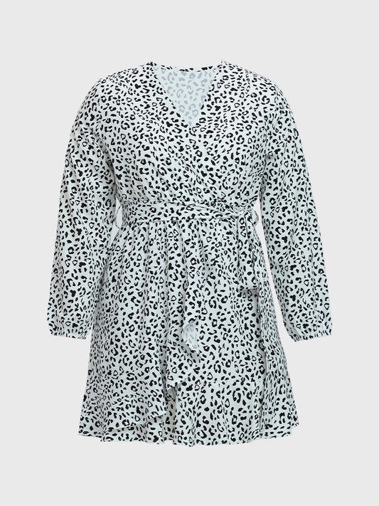 V-neck Leopard Lace Dress