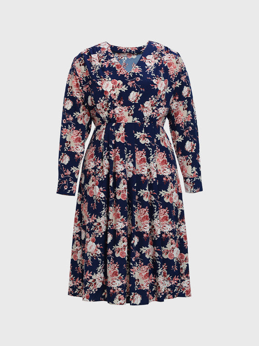 V-neck Split Floral Dress