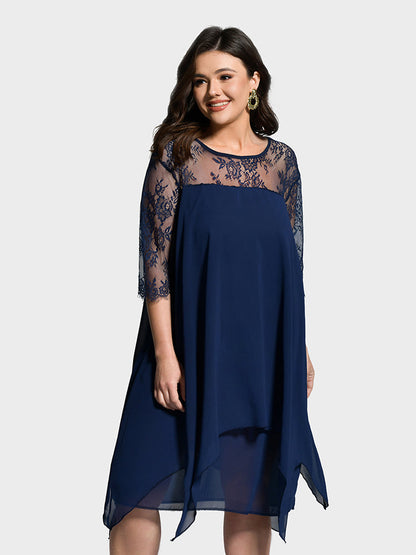 Lace Patchwork Irregular Dress