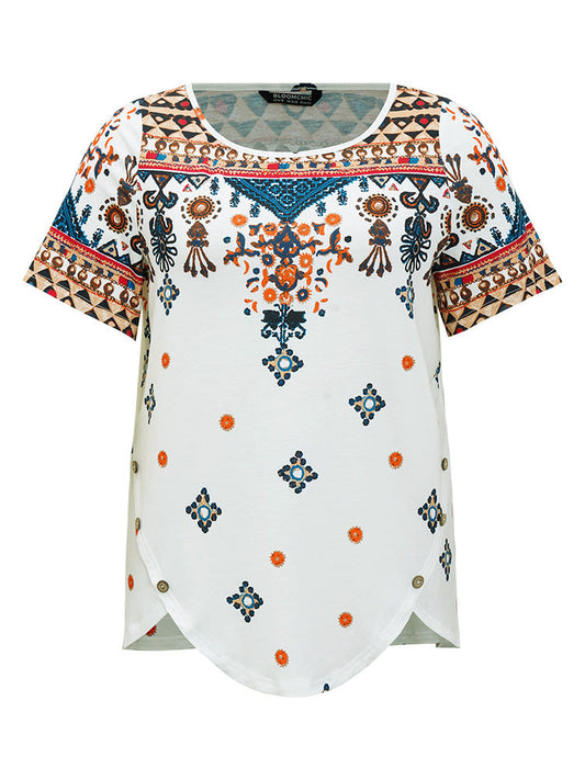 Bandana Print Asymmetrical Hem T-shirt