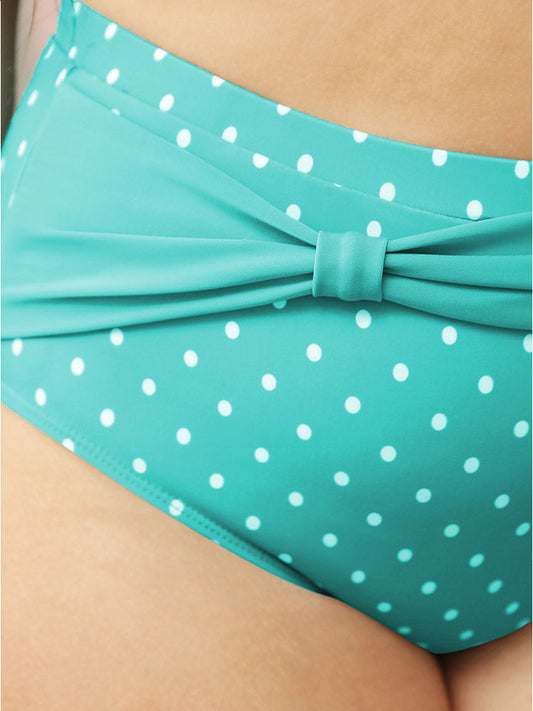 Polka Dot Ruched Detail Patchwork Bikini Bottom