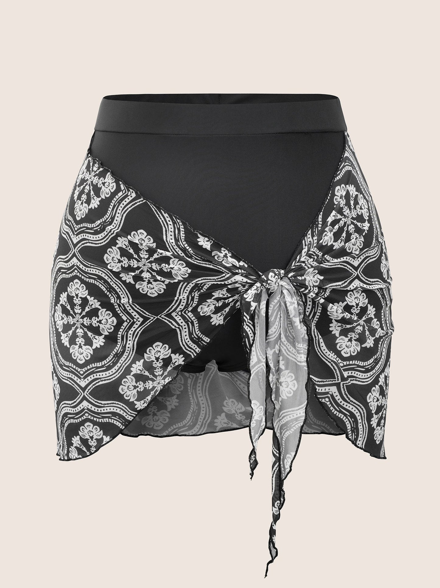 Bandana Print Patchwork Bowknot Swim Bottom