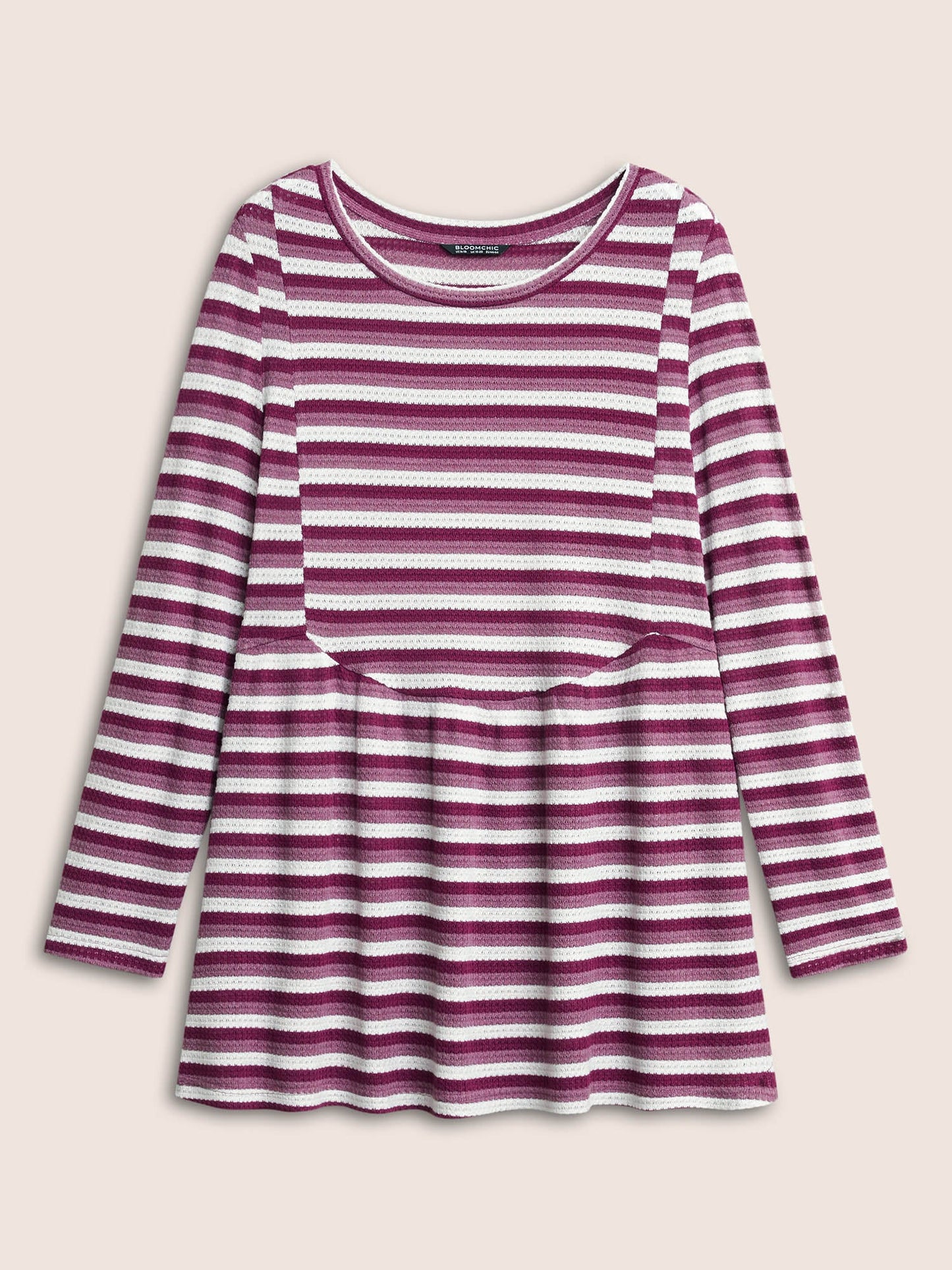 Striped Waffle Knit Crew Neck T-shirt