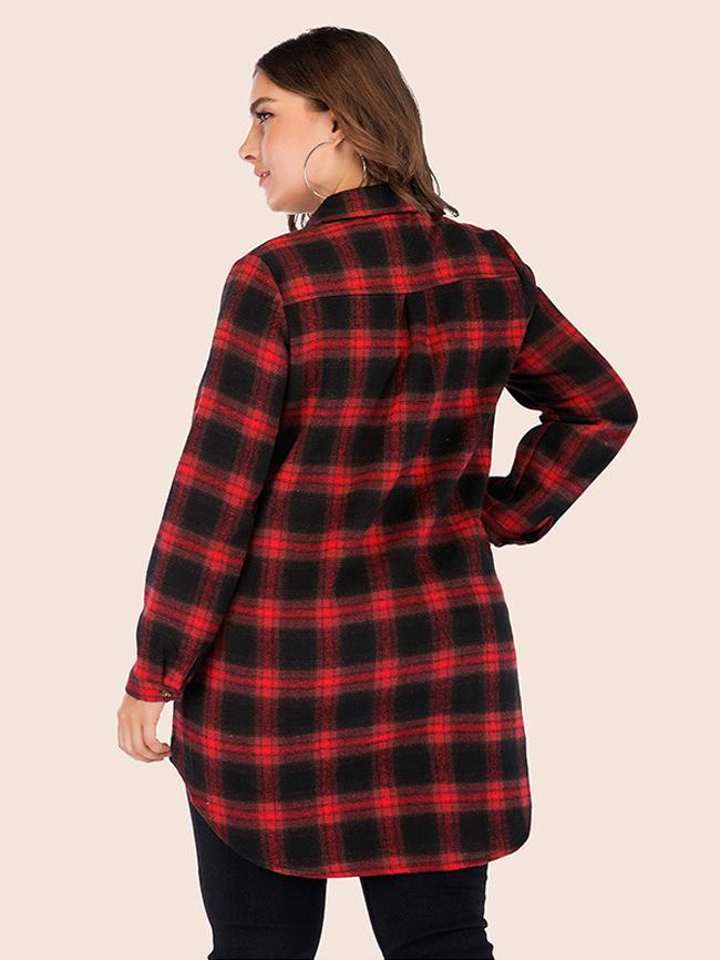 Classic Plaid Single Breasted Lapel Collar Shirt