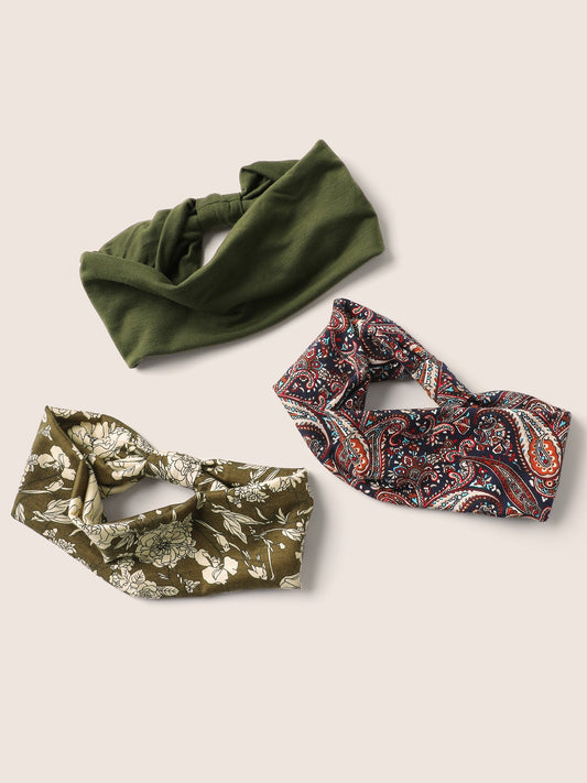 3pcs Vacation Wide Edge Elastic Headbands