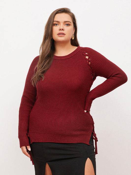 Cross Tie Side Slit Sweater