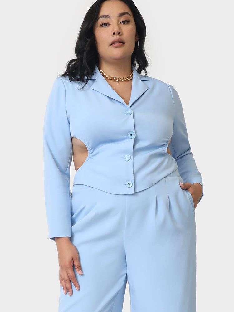 Cut Out Suit Collar Top