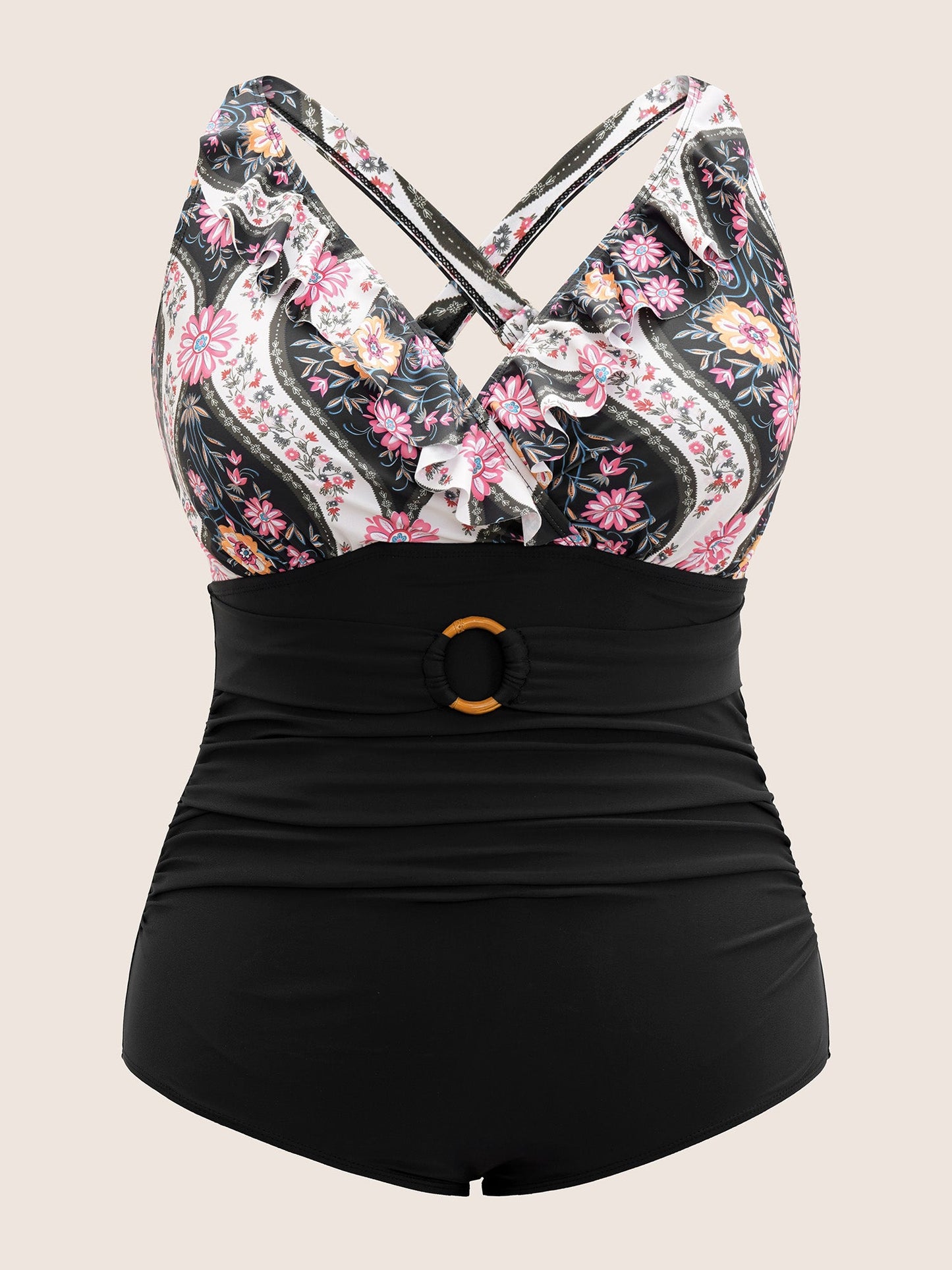 Floral Flutters Buckle Detail One Piece Swimsuit