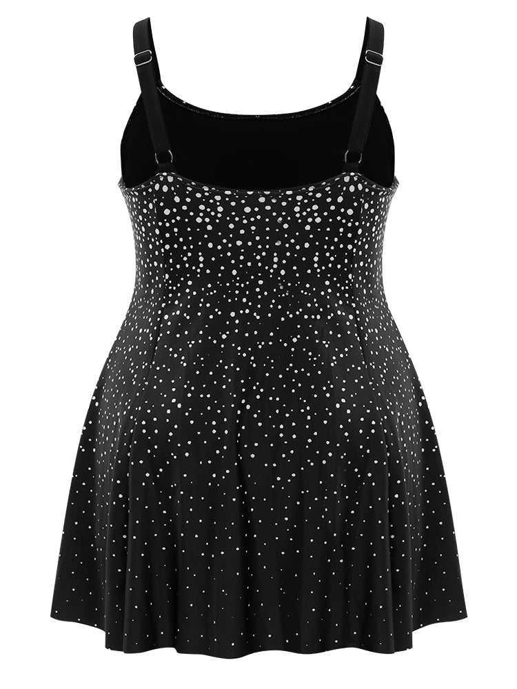 Polka Dot Sculpt Waist A Line Swim Dress