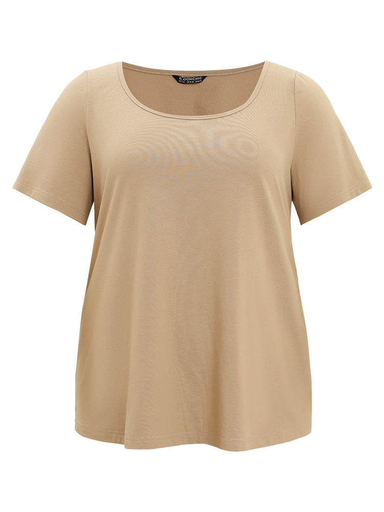 UltraCool Solid Scoop Neck Slightly Stretchy Regular T-shirt
