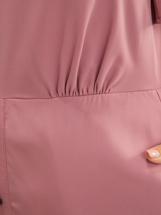 Plain Ruffle Sleeve Pocket Button Detail Dress