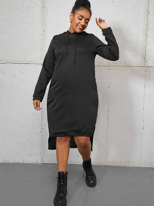 Drawstring Split Sweatshirt Dress