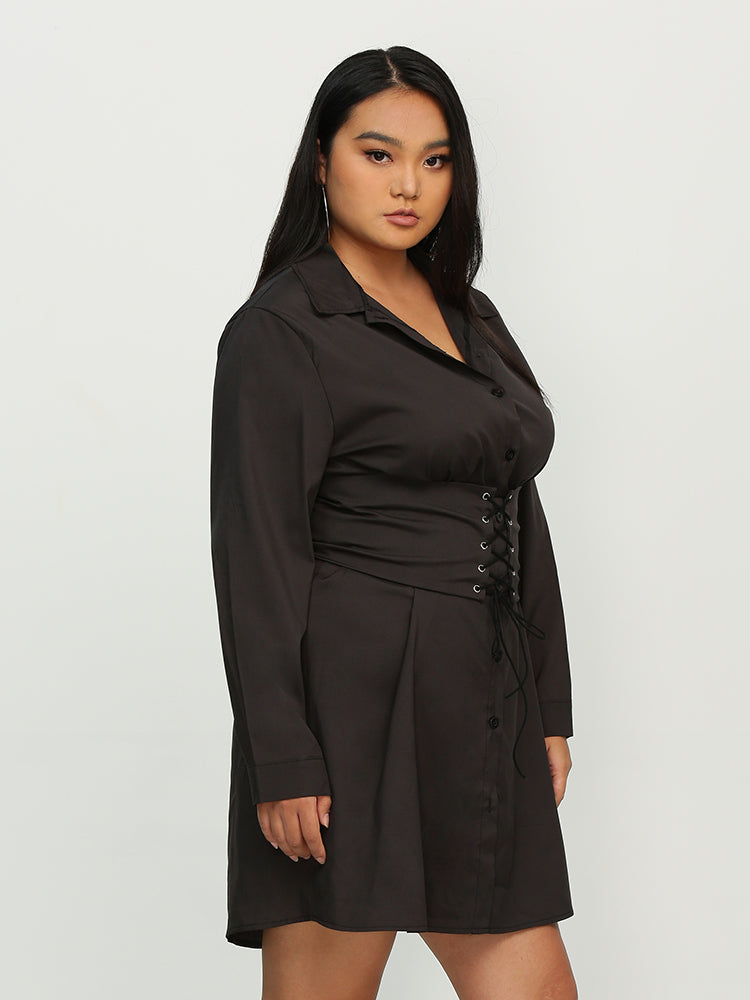 Cross Knotted Button Tiered Dress