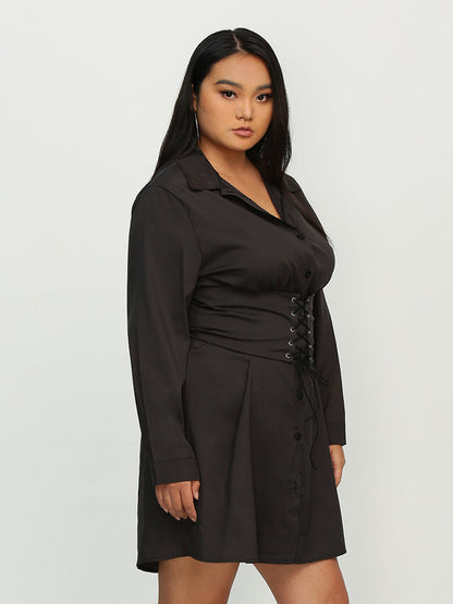 Cross Knotted Button Tiered Dress