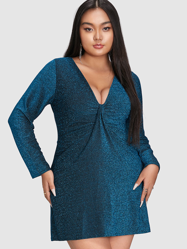 Deep V Neck Glitter Dress