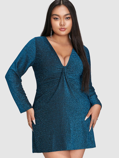 Deep V Neck Glitter Dress