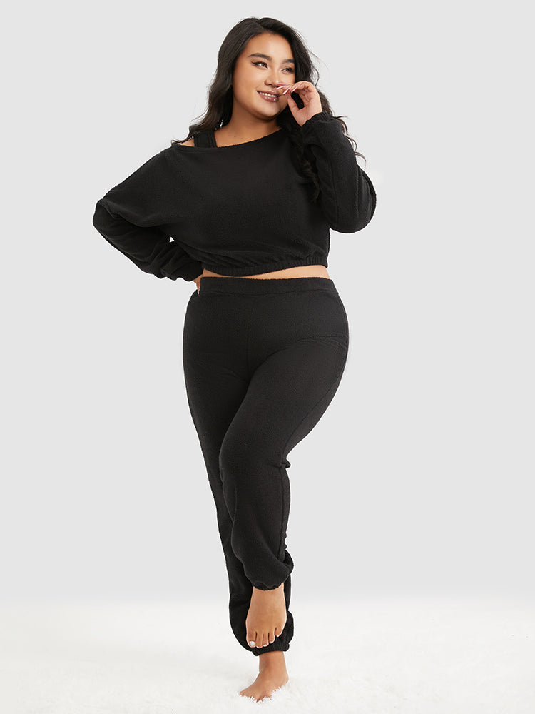 3pcs Solid Teddy Lounge Set