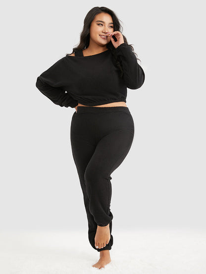 3pcs Solid Teddy Lounge Set