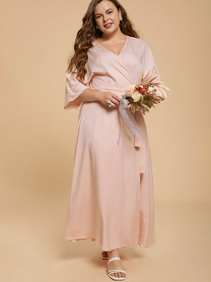 Plain Side Knot Wrap Maxi Dress
