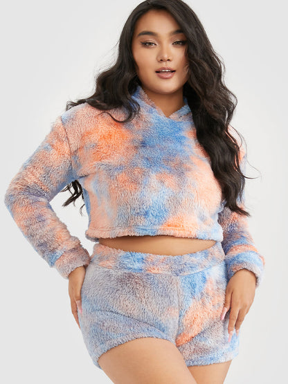 Tie Dye Fleece Hooded Lounge Set