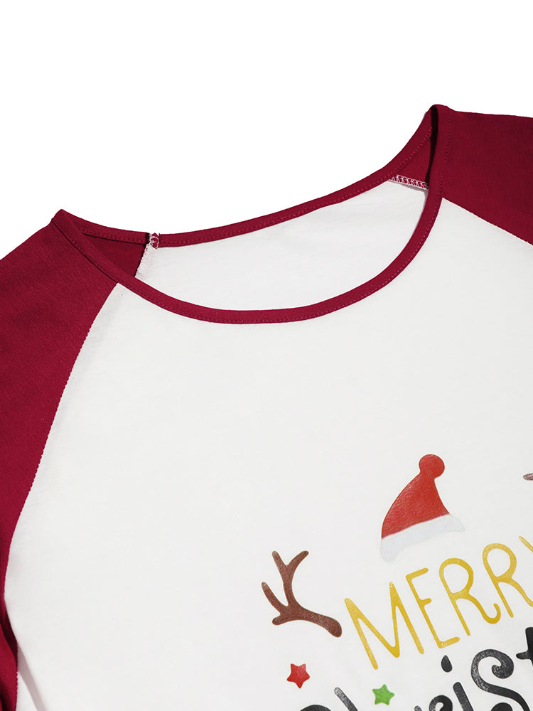 Christmas Letter Print Color Block Dress