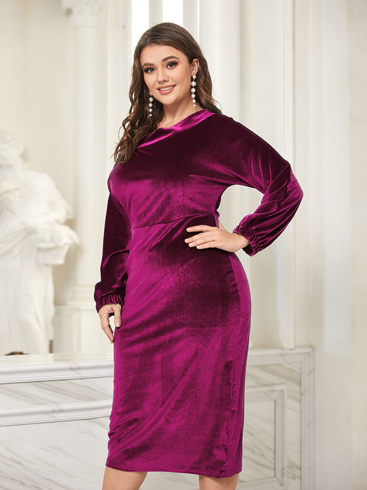 Bishop Sleeve One-shoulder Bodycon Dress