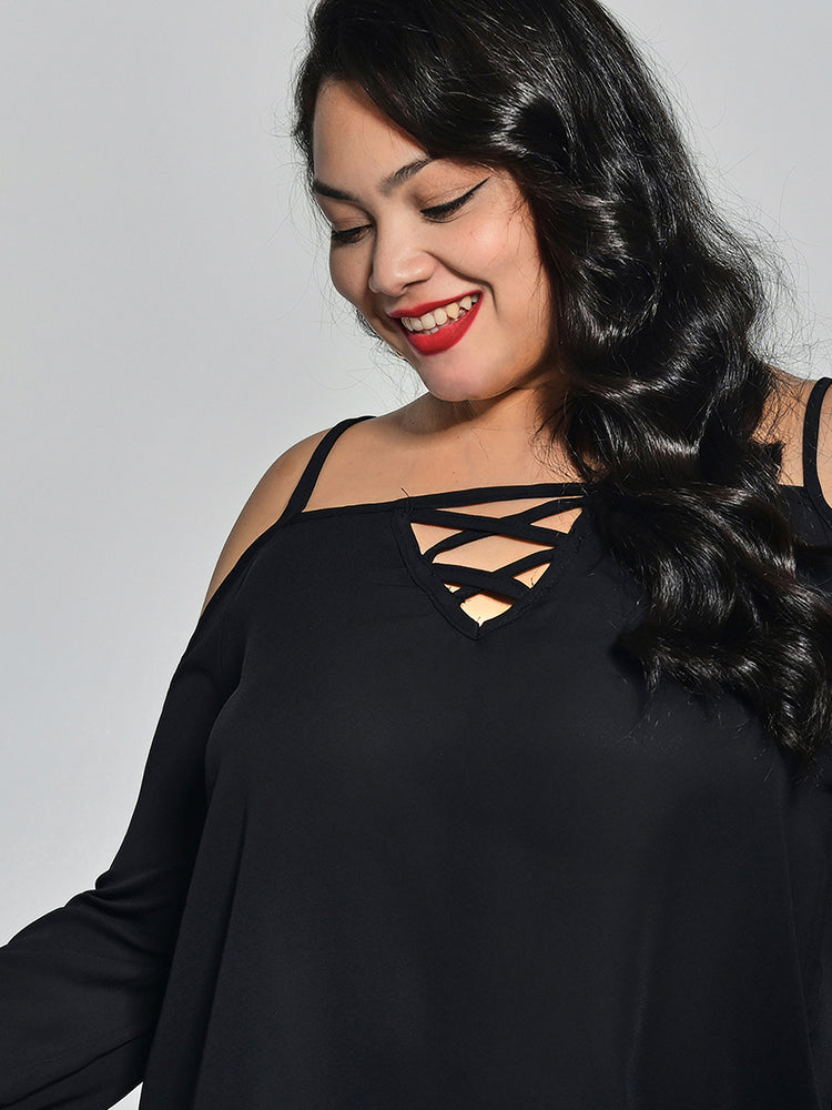 Hollow Out Sexy Sling Irregular Hem Top