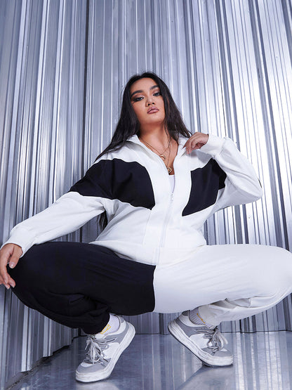 Black and White Contrast High Waist Pants