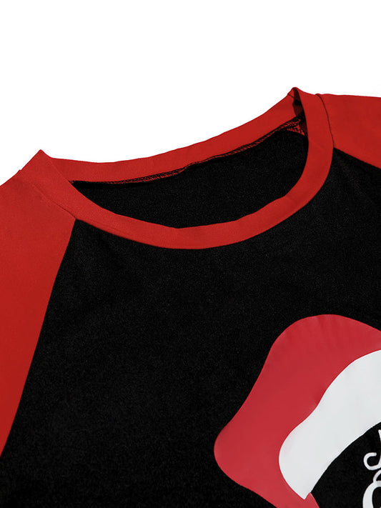 Christmas Color Block Plaid Lounge Set