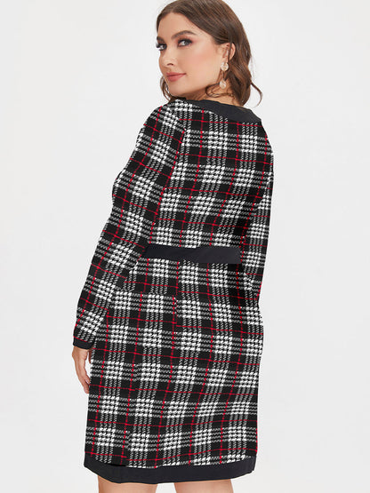 Plaid Square Button Detail Dress
