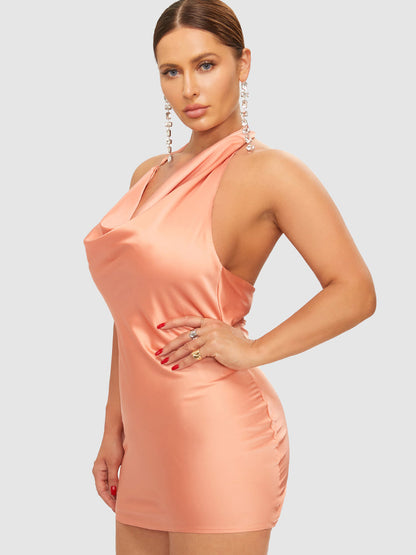 Draped Halter Backless Bodycon Dress