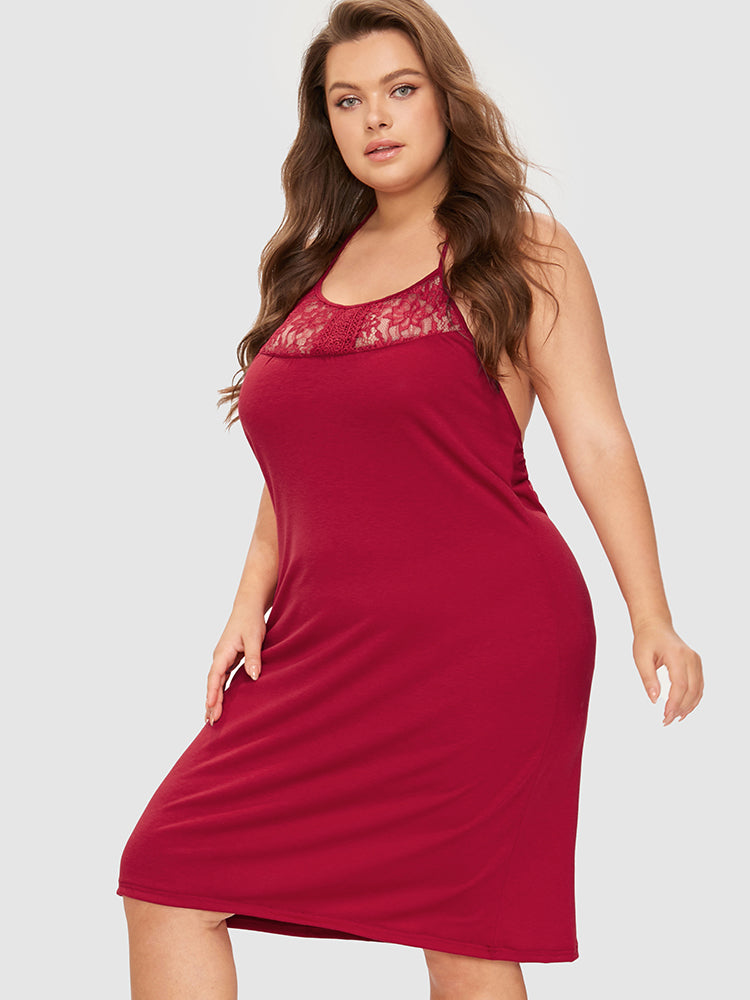 Samantha Casual At Home - Lace Insert Backless Lounge Dress