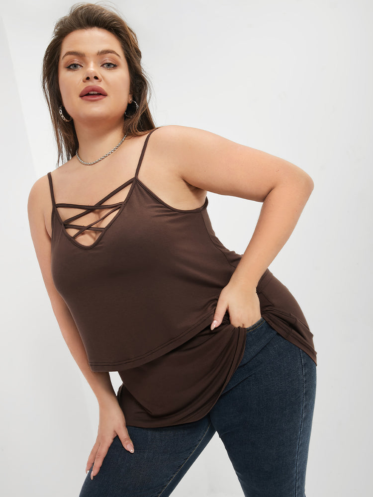 Tiered  Crisscross Front Cami Top